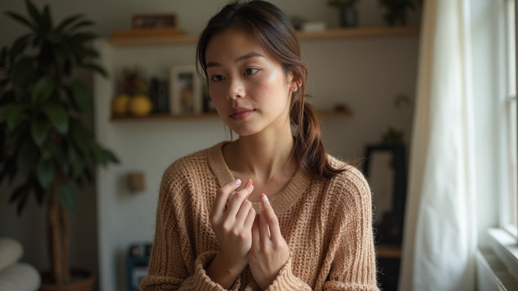 Vrouw voelt aan verschillende stoffen en texturen